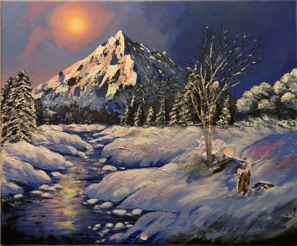 A snowe ewening, painting by the artist katarzyna Boduch
