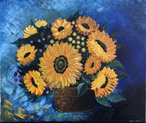 Bouquet of Sunflower réaliser au couteau par Katarzyna Boduch