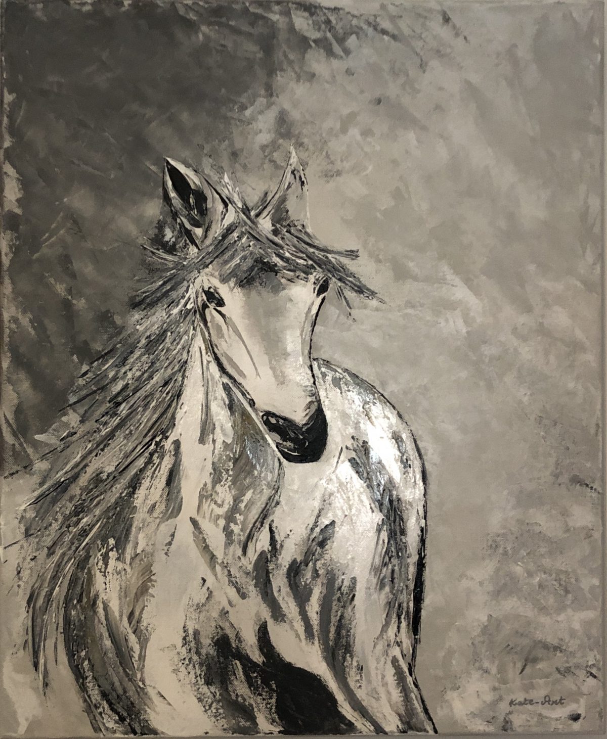 A horse on the snowy winter réalisation de Kate_Art Galerie