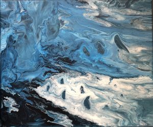 Iceberg, acrylique pouring rélisation signé Katarzyna Boduch