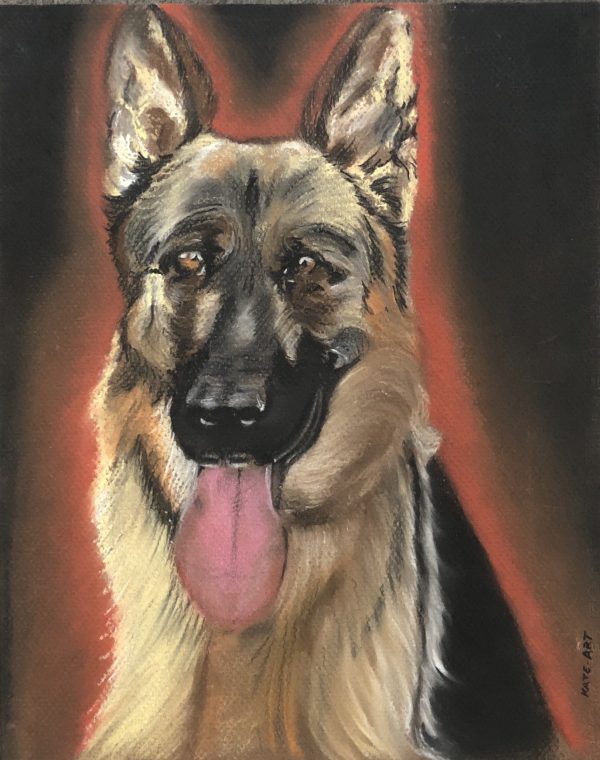 German Shepherds, German Shepherd, pastel drawing of the dog made by Kate_Art gallery, by author Katarzyna Boduch