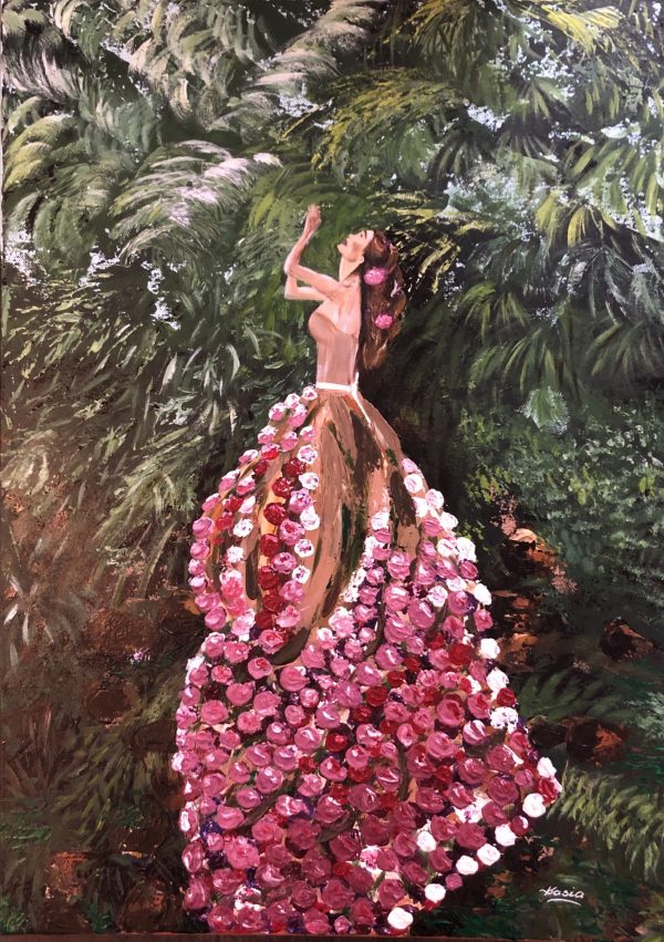 A woman in bloom in the tropical garden&quot; signed by Kasia, Kate_Art by artist Katarzyna Boduch