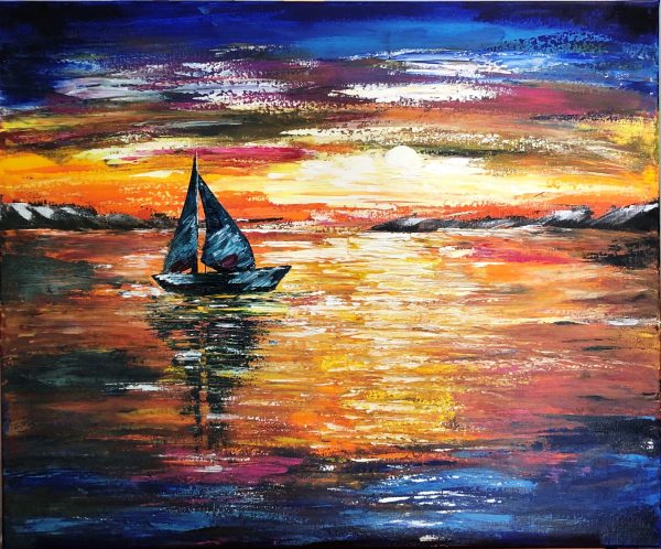 Sunset sail signed Kate_Art by Polish artist Katarzyna Boduch