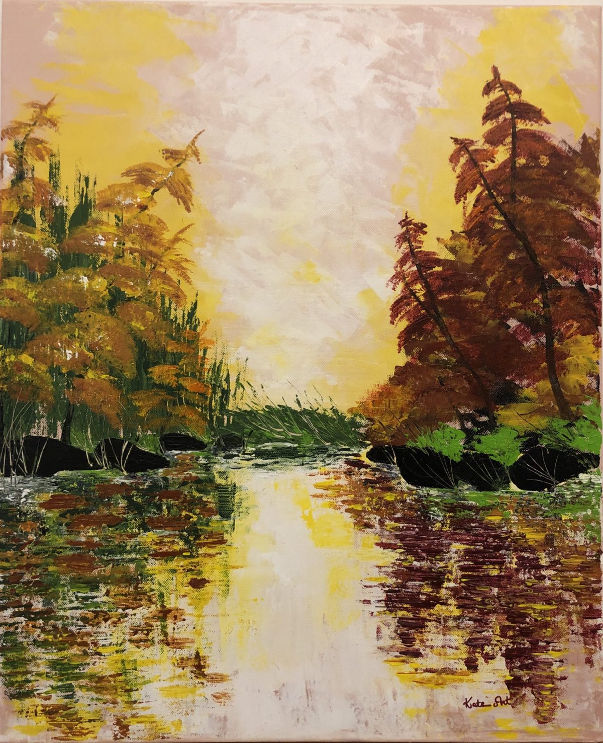 L'automne doré au lac, signé Kate_Art