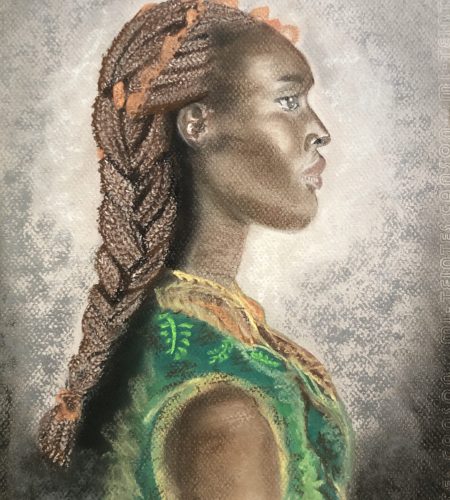 Africaine c'est un dessin fait aux pastels sec par Katarzyna Boduch, créatrice de Kate_Art Galerie