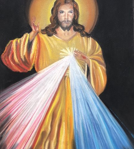Jesus Misericordioso fait aux pastels sec par Katarzyana Boduch
